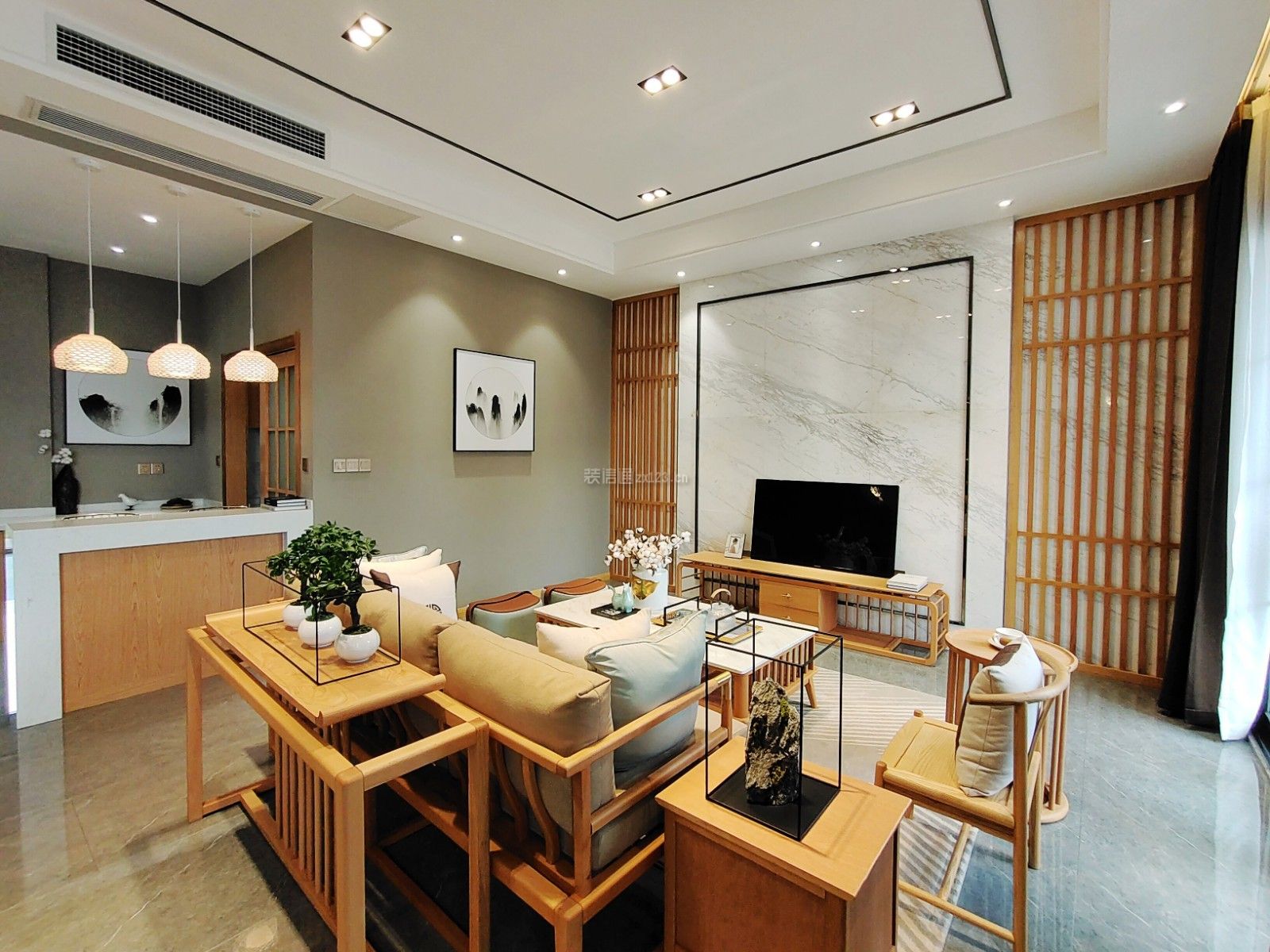 合川北城佳苑新中式風格138平米裝修效果圖案例——重慶致遠裝飾設計